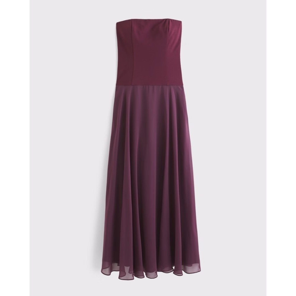 Abercrombie & Fitch Burgundy Drop Waist Maxi Dress Medium Tall NWT Cottagecore